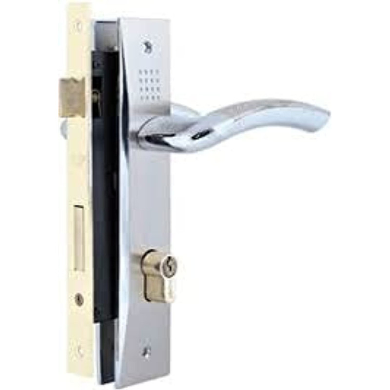 Abbasali For Wooden Door Handle Set With Lock Body & Cylinder 70Mm 5Key Sn Dotted Model