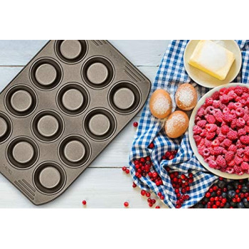 Tefal Easygrip Gold Muffin J1625744 Black Carbon Steel Material