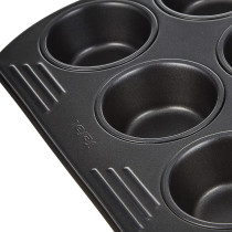 Tefal Easygrip Gold Muffin J1625744 Black Carbon Steel Material