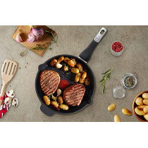 Tefal G6 Unlimited 26 Cm Round Grill Pan With Pouring Edge Black Cast Aluminum E2294074