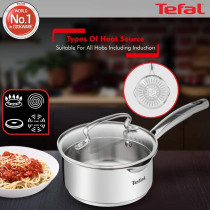Tefal Intuition Saucepan With Lid Silver 16 Centimeter