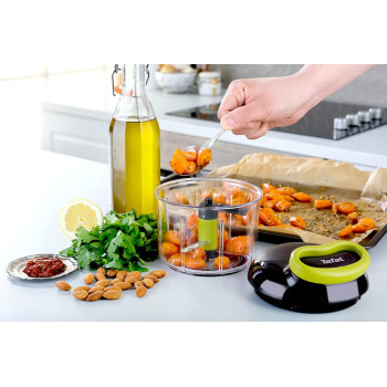 Tefal K1321324 Manual Chopper 5 Seconds 900 Ml Blades Pure E Chop Cutting Mixing Vegetables And Meat Nuts Onions