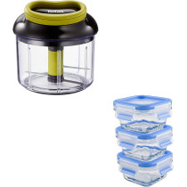 Tefal Manual Chopper Baby Food On The Go Bundle: Manual Chopper Convenient Black Transparent Green 900 Ml Plastick 1320404