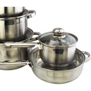 Wilson Stainless Steel 12 Piece Cookware Set Casserole Saucepan Fry Pan Heavy Duty With Stainless Steel Handle