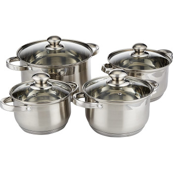 Wilson Stainless Steel 12 Piece Cookware Set Casserole Saucepan Fry Pan Heavy Duty With Stainless Steel Handle