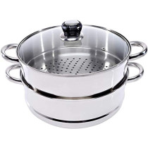 Wilson Stainless Steel 3 Tier Steamer Capsule Bottom With Glass Lid 26 Cm Silver Jy174A26Cb