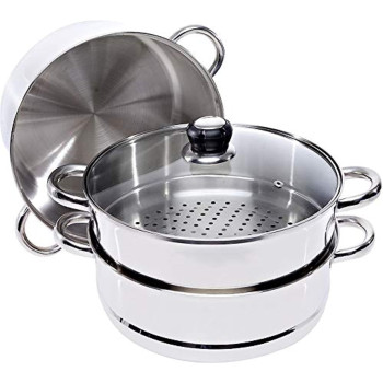 Wilson Stainless Steel 3 Tier Steamer Capsule Bottom With Glass Lid 26 Cm Silver Jy174A26Cb