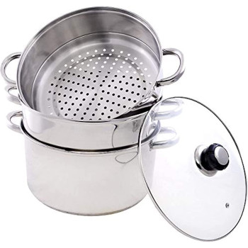 Wilson Stainless Steel 3 Tier Steamer Capsule Bottom With Glass Lid 26 Cm Silver Jy174A26Cb