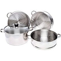 Wilson Stainless Steel 4 Tier Steamer With Glass Lid Silver Cs 20