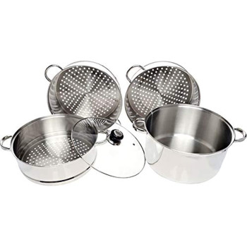 Wilson Stainless Steel 4 Tier Steamer With Glass Lid Silver Cs 20