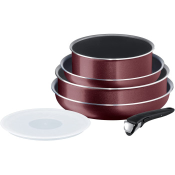 Tefal Ingenio Cook N Clean 6 Pcs Cooking Set Removable Handle Red, Aluminium, L2379202
