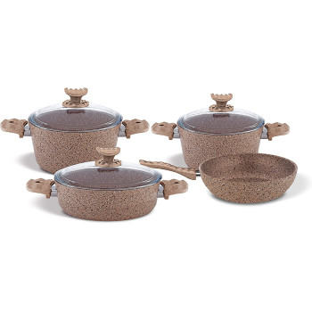 Homemaker Granitec 7 Pieces Cookware Set Milk Brown