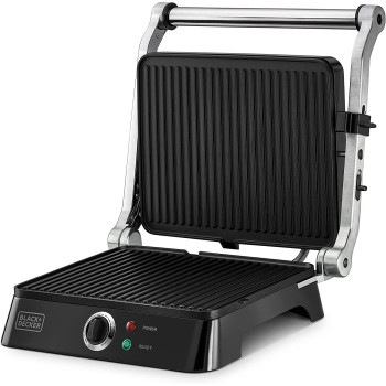 Black Decker 1400 W Contact Grill With Full Flat Grill For Barbecue Cg1400 B5 2 Years Warranty