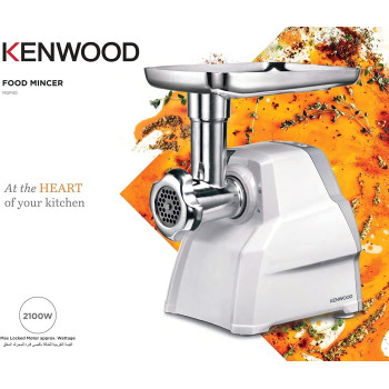Kenwood Meat Grinder 2100 W Meat Mincer With Kibbeh Maker Sausage Maker Biscuit Attachment Feed Tube Pusher 3 Stainless Steel