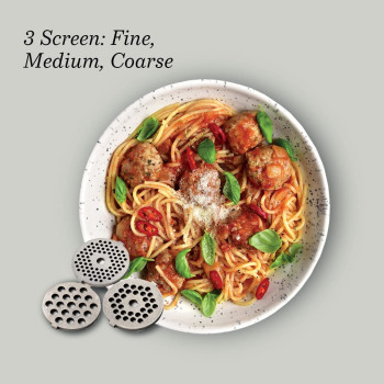 Kenwood Meat Grinder 2100 W Meat Mincer With Kibbeh Maker Sausage Maker Biscuit Attachment Feed Tube Pusher 3 Stainless Steel