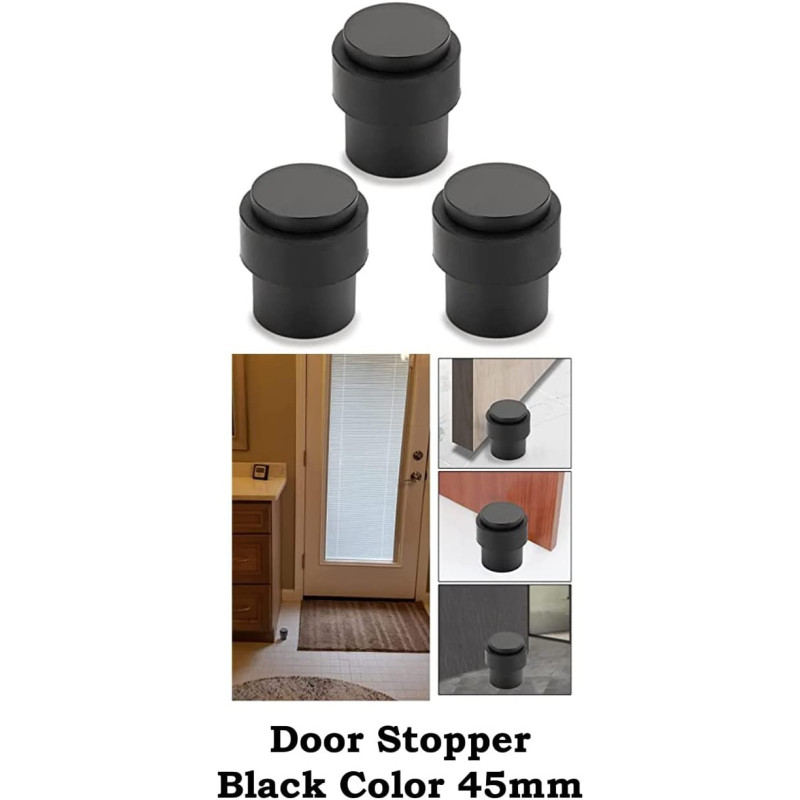 Abbasali Round Door Stop Ss Pvd Black Pack Of 2Pcs