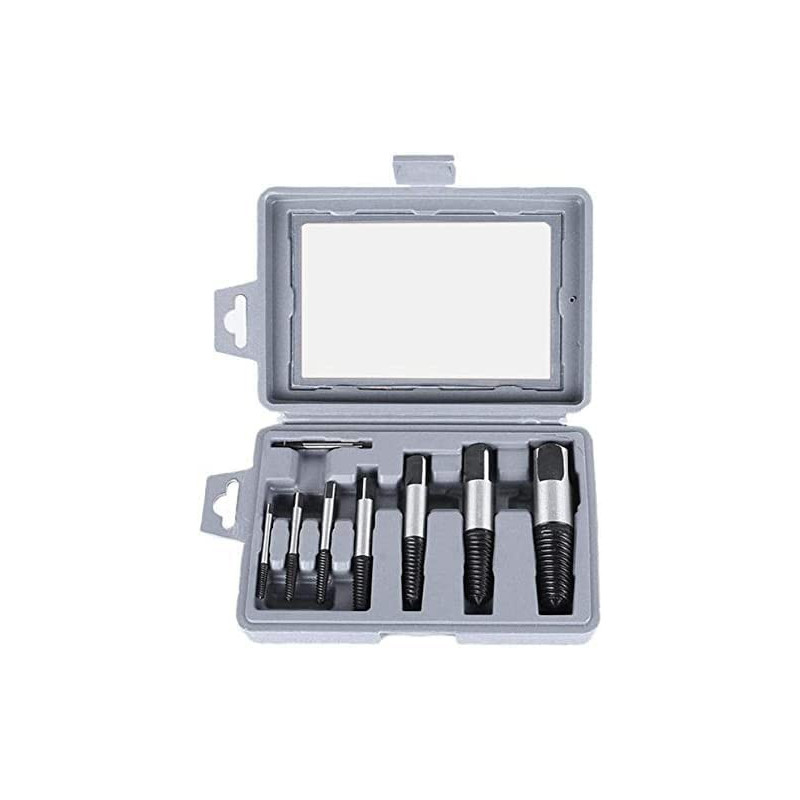 Abbasali Steel Damaged Screw Extractor Drill Bit Guide Set Broken Bolt Remover Easy Stripped8 Pieces
