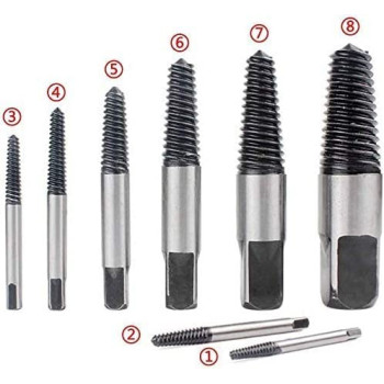 Abbasali Steel Damaged Screw Extractor Drill Bit Guide Set Broken Bolt Remover Easy Stripped8 Pieces