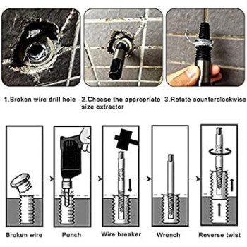 Abbasali Steel Damaged Screw Extractor Drill Bit Guide Set Broken Bolt Remover Easy Stripped8 Pieces