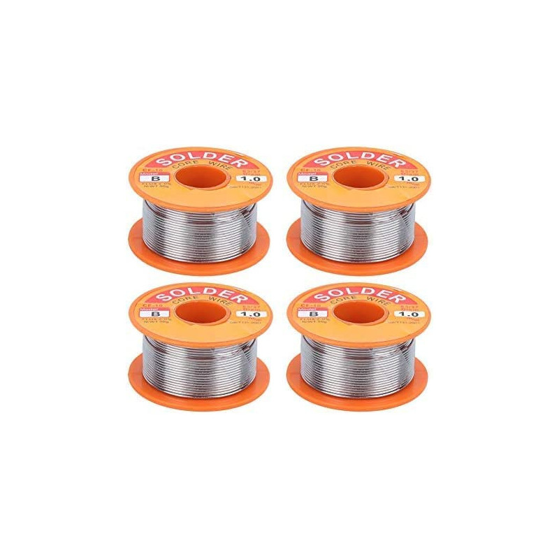 Abbasali 4Pcs Solder Core Wire Lead Tin Flux Soldering Welding High Purity Nocleaning Reel Soldering Diy Repair 50G 1Mm