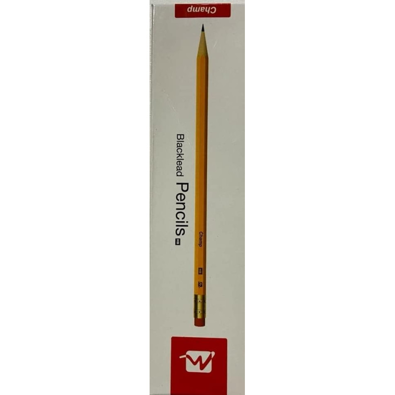 Abbasali Round Carpenter Pencil With Back Side Rubber 12Pcs Pack