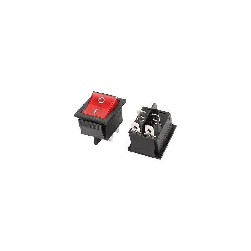 Abbasali Square Illuminated Red Button Kcd4 Dpst On Off 16A 250V Ac 20A 125V Ac 4 Pin Car Auto Boat Truck Red Pack 0F 2Pcs
