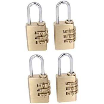 Abbasali 4Pcs 3 Digit Combination Padlock0.91 Inch Long Shackle Resettable Padlock Safety Lock Waterproof For School Employee