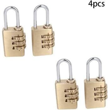 Abbasali 4Pcs 3 Digit Combination Padlock0.91 Inch Long Shackle Resettable Padlock Safety Lock Waterproof For School Employee