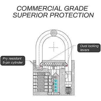 Abbasali 4 Pack Brass Locklong Shackle Padlock Keyed Alike With 1 9 16 40Mm Wide Lock Bodyoutdoor Weatherproof