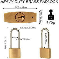 Abbasali 4 Pack Brass Locklong Shackle Padlock Keyed Alike With 1 9 16 40Mm Wide Lock Bodyoutdoor Weatherproof