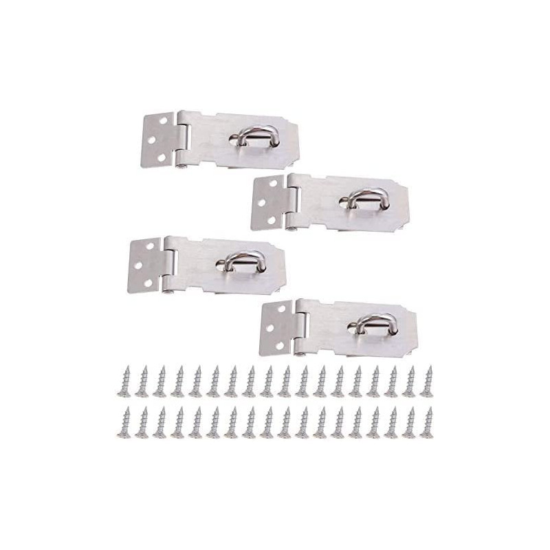 Abbasali 4Pcs Stainless Steel Padlock Hasp Heavy Duty Hasp And Staple Padlock Staple Clasp For Door Window Cabints