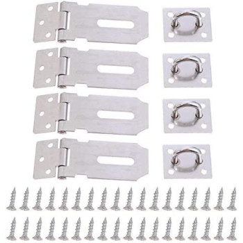 Abbasali 4Pcs Stainless Steel Padlock Hasp Heavy Duty Hasp And Staple Padlock Staple Clasp For Door Window Cabints