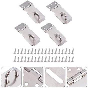 Abbasali 4Pcs Stainless Steel Padlock Hasp Heavy Duty Hasp And Staple Padlock Staple Clasp For Door Window Cabints
