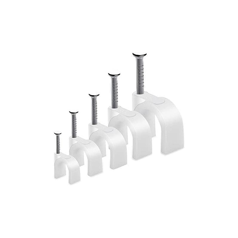Abbasali 500Pcs Cable Clips With Steel Nails 4Mm 5Mm 6Mm 8Mm 10Mm Cable Management For Rg6 Rg59 Cat6 Rj45 Cable
