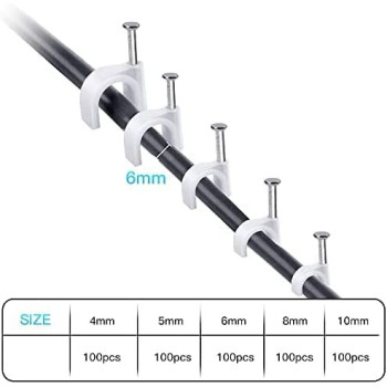 Abbasali 500Pcs Cable Clips With Steel Nails 4Mm 5Mm 6Mm 8Mm 10Mm Cable Management For Rg6 Rg59 Cat6 Rj45 Cable