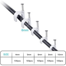Abbasali 500Pcs Cable Clips With Steel Nails 4Mm 5Mm 6Mm 8Mm 10Mm Cable Management For Rg6 Rg59 Cat6 Rj45 Cable