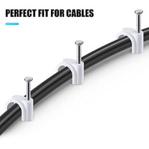 Abbasali 500Pcs Cable Clips With Steel Nails 4Mm 5Mm 6Mm 8Mm 10Mm Cable Management For Rg6 Rg59 Cat6 Rj45 Cable