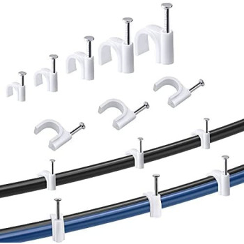 Abbasali 500Pcs Cable Clips With Steel Nails 4Mm 5Mm 6Mm 8Mm 10Mm Cable Management For Rg6 Rg59 Cat6 Rj45 Cable