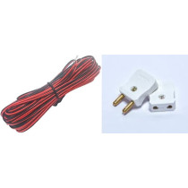 Abbasali 2Pin Extension Cable Wire Cord Cable 20M For Led Strips Black 2 Pin Male Female Adapter Plug Top White