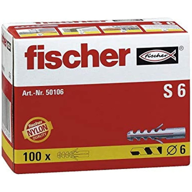 Fischer Plug S 6 Nylon For Wall Screw Fixing