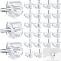 Canvasgt 20Pcs Shelf Supporter Shelf Support Bracket Steel Pin Peg Kitchen Cabinet Book Shelves Holder Brown Clear