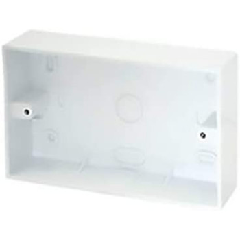 Abbasali 13 A 2 Gang Sp Switched Socket 230 V With Surface Pvc Box 6X3 For Switch Or Double Socket White