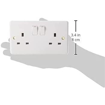 Abbasali 13 A 2 Gang Sp Switched Socket 230 V With Surface Pvc Box 6X3 For Switch Or Double Socket White