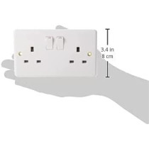 Abbasali 13 A 2 Gang Sp Switched Socket 230 V With Surface Pvc Box 6X3 For Switch Or Double Socket White