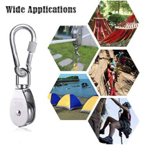 Abbasali 3Pcs Spring Snap Hook Carabiner Heavy Duty Pulley Roller And 6Mm Spring Snap Hooks Pully Crane Rope Cable Loading 150 Kg