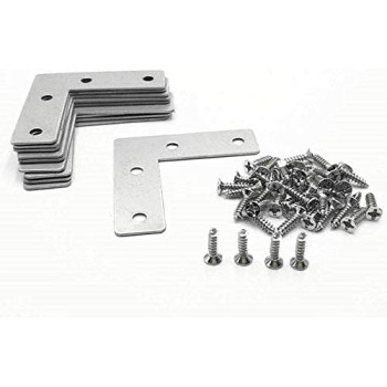 Abbasali 10Pcs Flat Corner Right Angle Bracket Repair Plates Fixing Joining Brace With Mounting Screws 50X50Mm