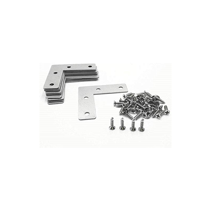 Abbasali 10Pcs Flat Corner Right Angle Bracket Repair Plates Fixing Joining Brace With Mounting Screws 50X50Mm