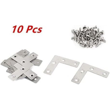 Abbasali 10Pcs Flat Corner Right Angle Bracket Repair Plates Fixing Joining Brace With Mounting Screws 50X50Mm