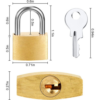 Abbasali Mini Padlock Small Padlock Brass Finish Locks With 3 Keys For Luggage Lock Backpack6 Pcs