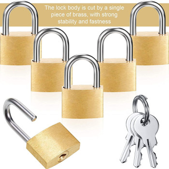 Abbasali Mini Padlock Small Padlock Brass Finish Locks With 3 Keys For Luggage Lock Backpack6 Pcs